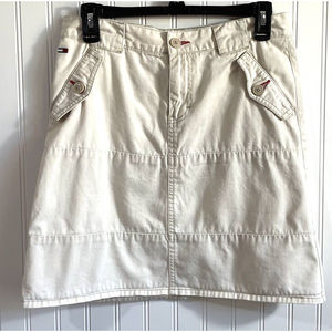 Tommy Jeans Vintage Womens Size‎ 5 Khaki Mini Shirt Y2K Pockets Logo 100% Cotton
